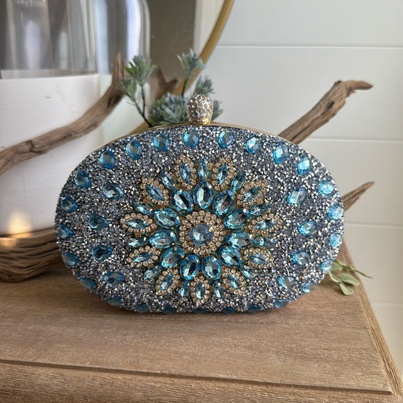 RamlaHandmade Sparkling Light Blue Clutch